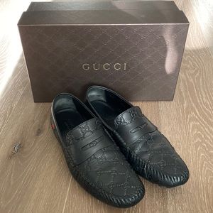 Gucci black classic loafer .